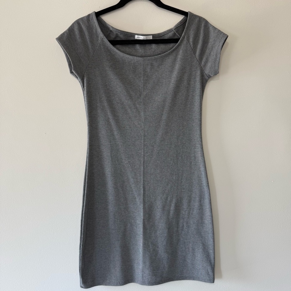 Chic Gray Cap Sleeve Mini Tee T-shirt Dress